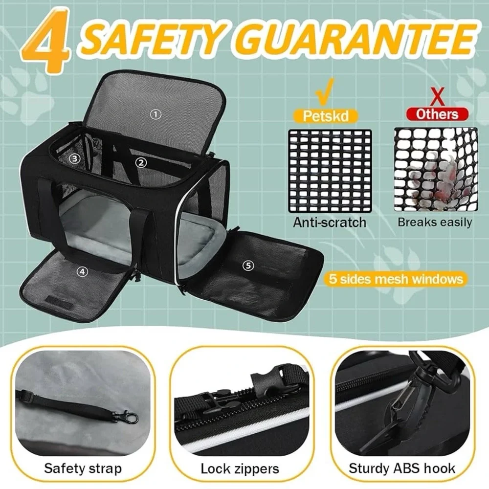 Pet Travel Carrier Bag for Small Cats and Dogs, Soft Dog Carrier 17x12x8.5